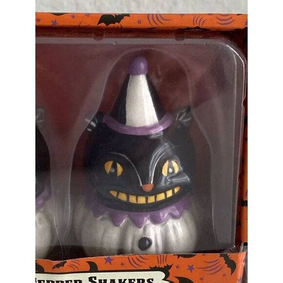 Johanna Parker Black Cats Halloween Salt and Pepper Shakers Transpac NEW - Picture 3 of 8